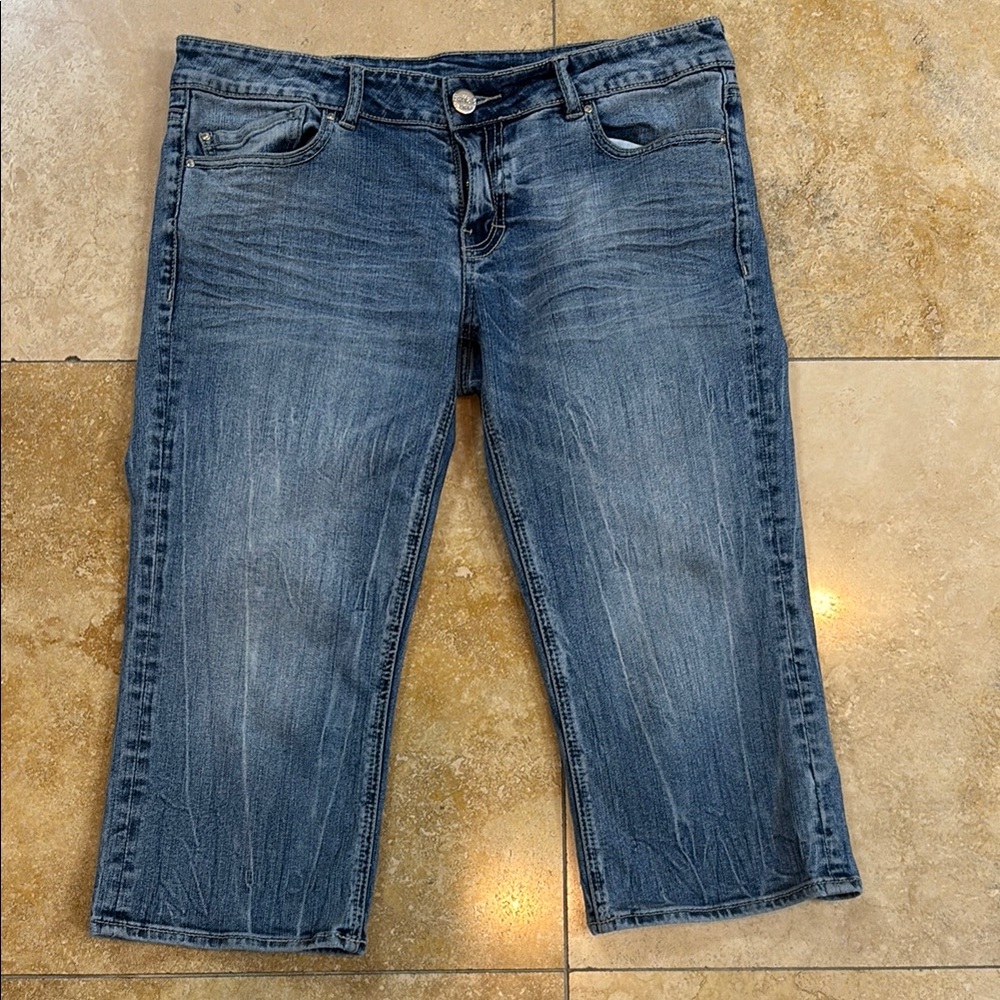 Buffalo David Bitton Blue Cropped Low Rise Embellished Jeans 31